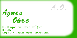 agnes opre business card